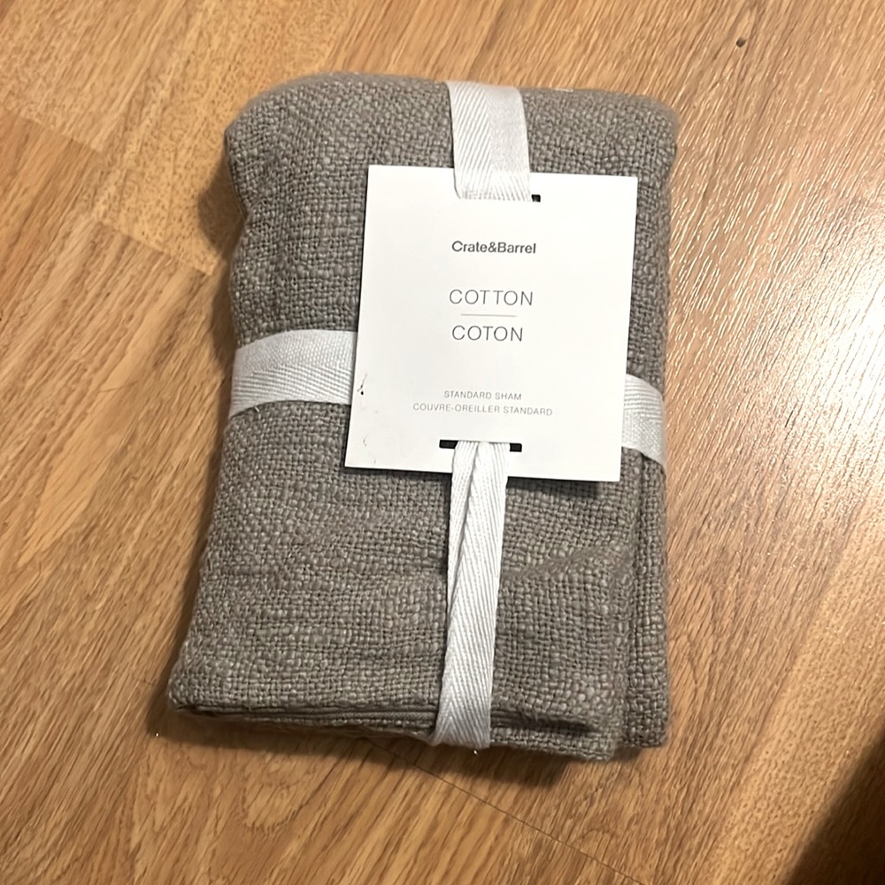 Crate & Barrel Standard Pillow Lindstrom Sham Cotton - Grey